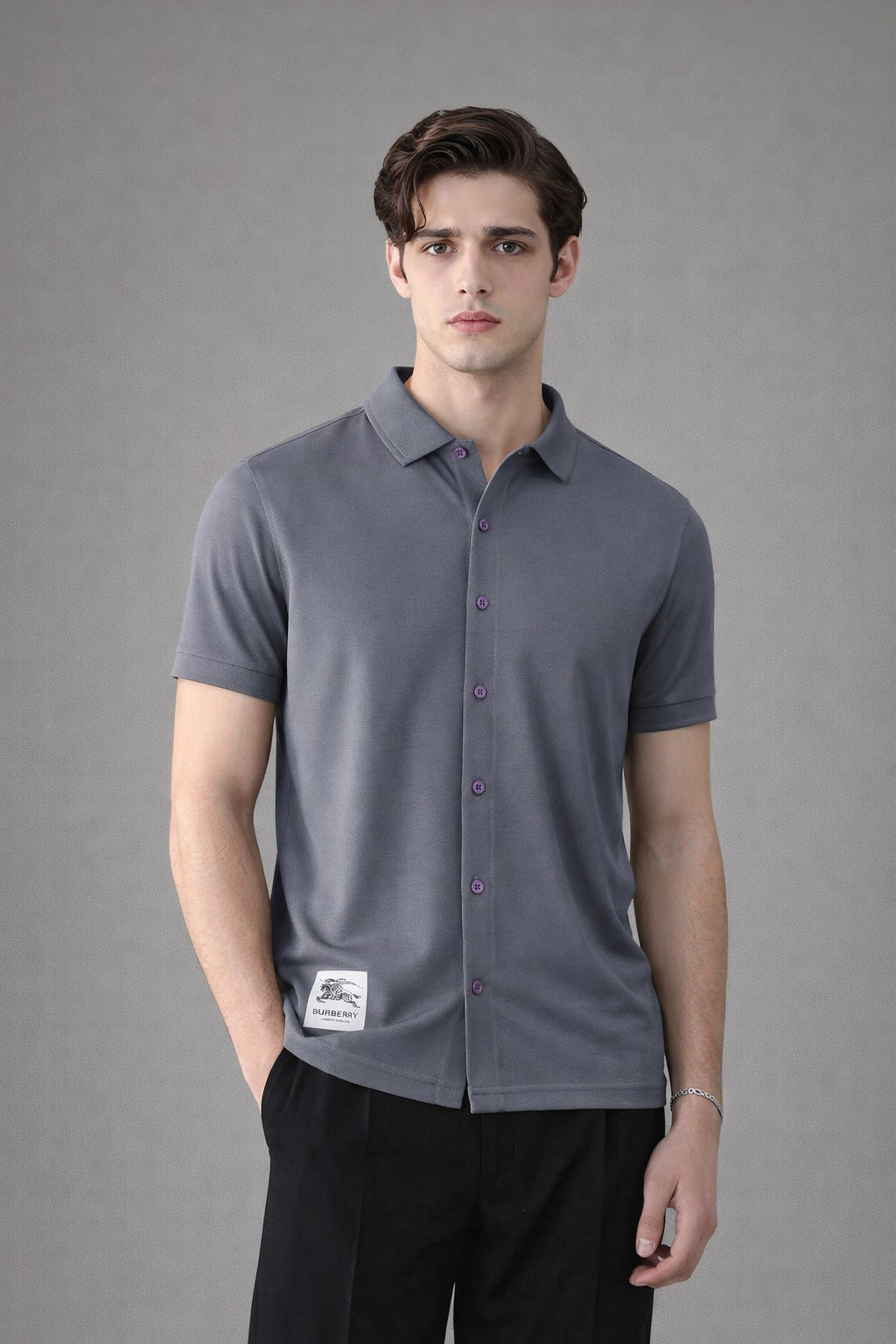 Premium Dry-Fit Full Button Polo – Charcoal Grey Edition