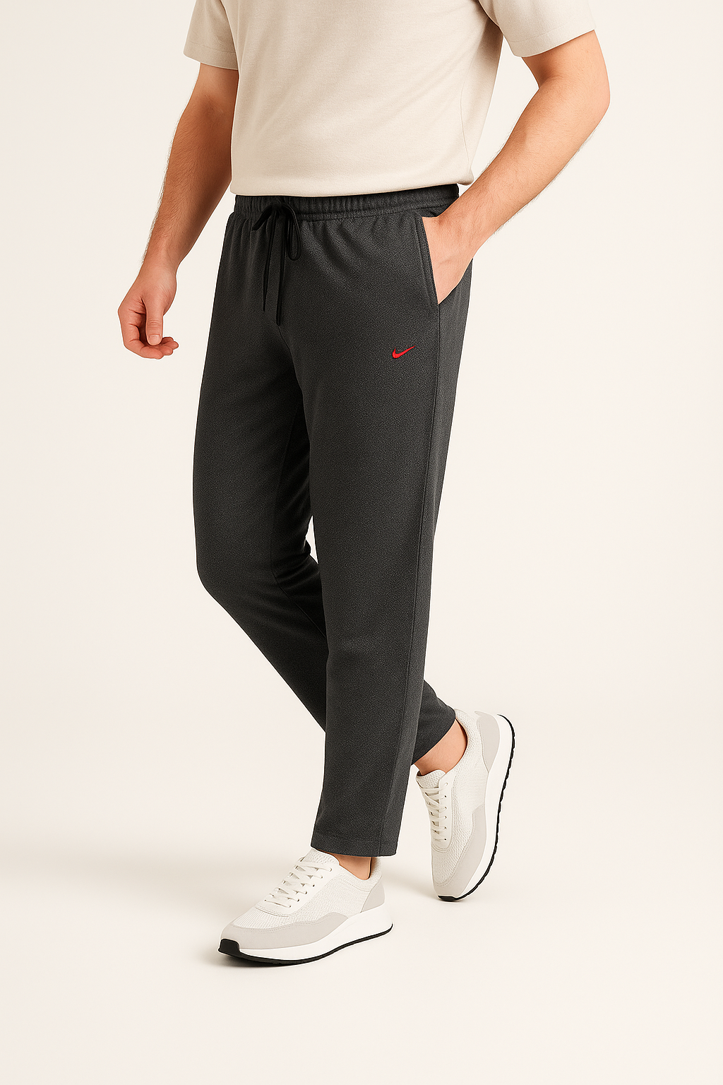 Nikee  Men’s Charcoal Grey Cotton PQ Trouser