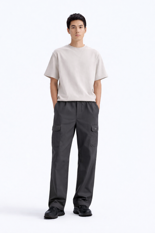 UA-Embroidered Logo Charcoal Grey Cotton Cargo Trouser