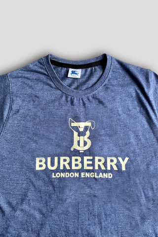 BURBARY Cotton Jersey Embroidered Logo Swed Blue Short Tracksuit