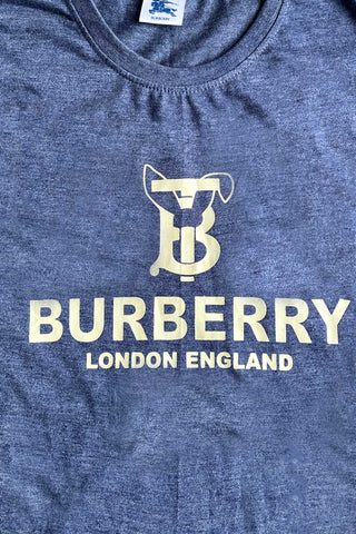 BURBARY Cotton Jersey Embroidered Logo Swed Blue Short Tracksuit