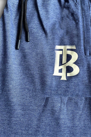 BURBARY Cotton Jersey Embroidered Logo Swed Blue Short Tracksuit