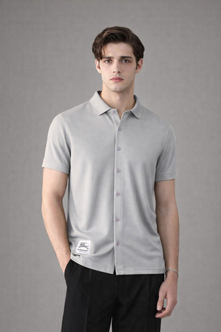 Premium Dry-Fit Full Button Polo – Light Grey Edition