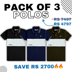 Pack Of 3 -LC Imported Embroidery Logo Polo Shirt