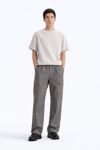 UA-Embroidered Logo Grey Cotton Cargo Trouser
