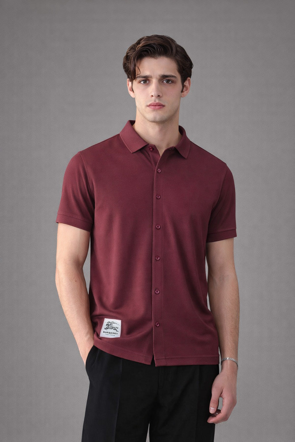 Premium Dry-Fit Full Button Polo – Maroon Edition