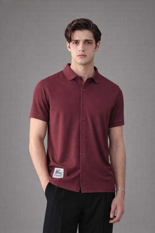 Premium Dry-Fit Full Button Polo – Maroon Edition