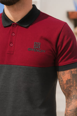Givchy-Branded Cotton PQ Embroidered Logo Maroon-Dark Grey Tracksuit