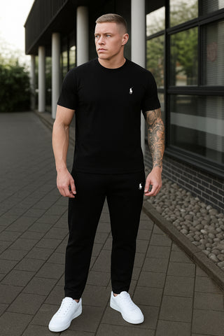Summer-Ready Style: Breathable Polo Tracksuit in Black