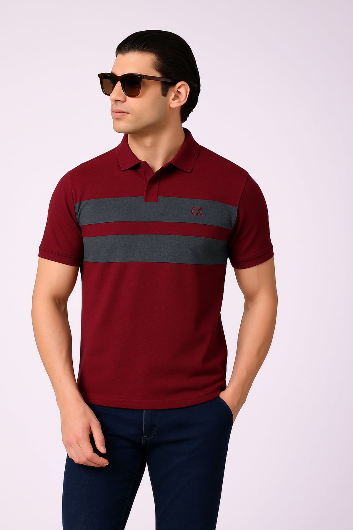 Calven Kleen Men’s Branded Cotton PQ Shirt in Maroon