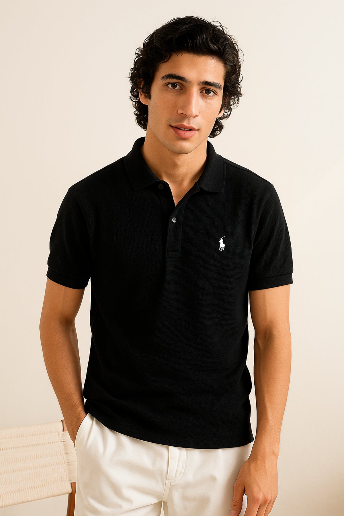 Poloo Ralfh Lauren Men’s Black Cotton PQ Polo Shirt