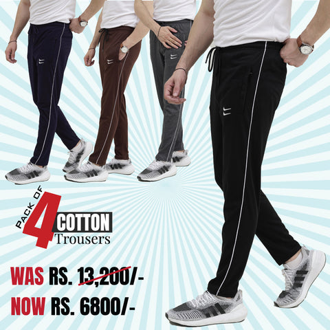 Pack Of 4 -NK Embroidered Logo Cotton Jersey Trouser