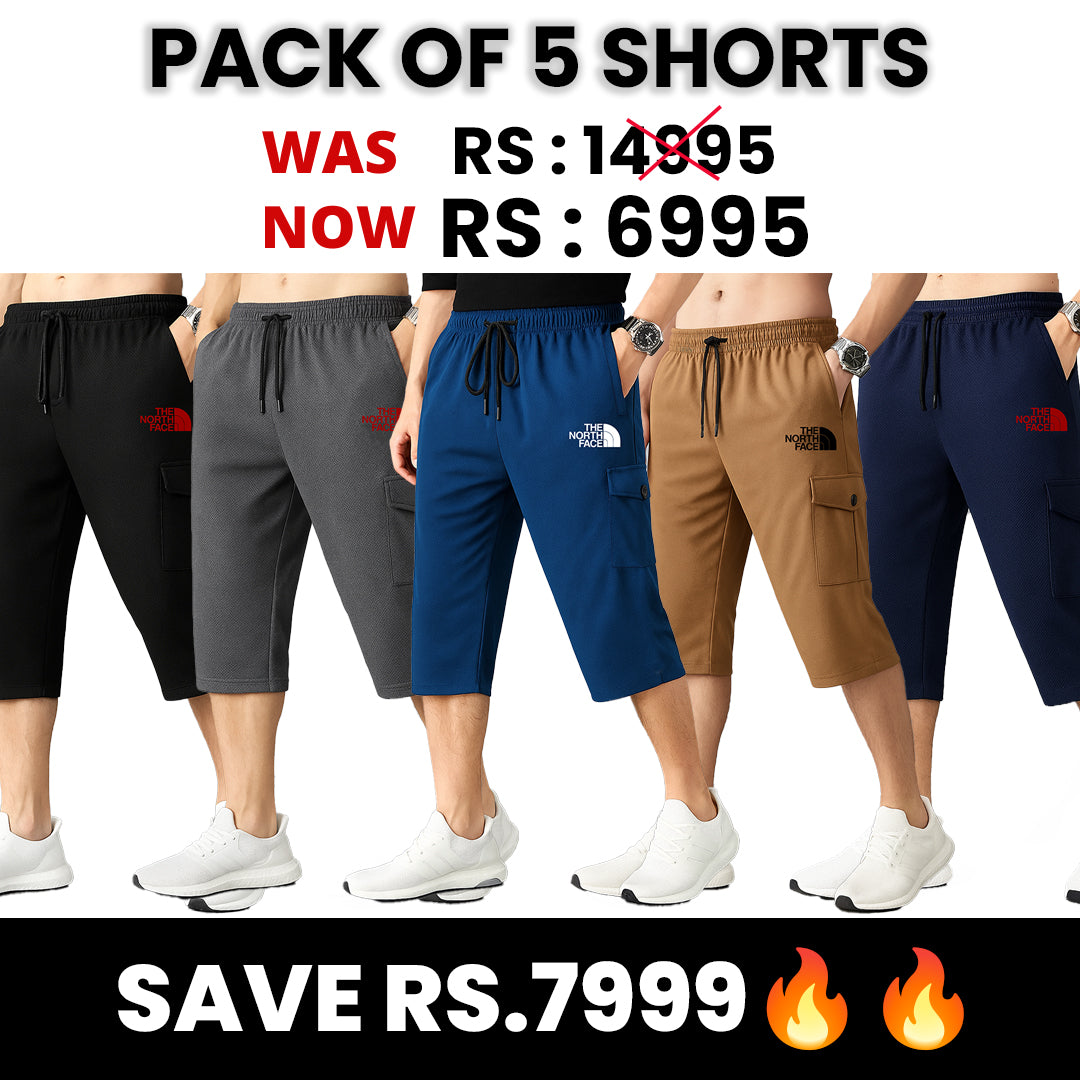 Pack Of 5 - North FC Embroidered Logo Cotton PQ  Short