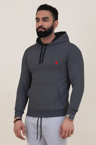 POOLO Charcoal Grey Warm Fleece Hoodie