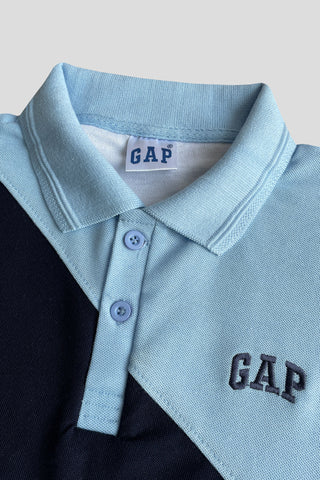 GEP PANEL Men’s Branded Cotton PQ Shirt in White-Sky Blue