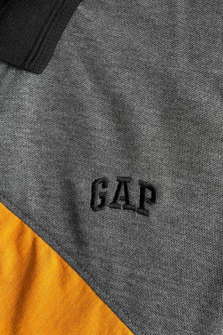 GEP PANEL Men’s Branded Cotton PQ Shirt in Black-C Grey