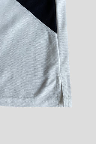 GEP PANEL Men’s Branded Cotton PQ Shirt in White-Sky Blue