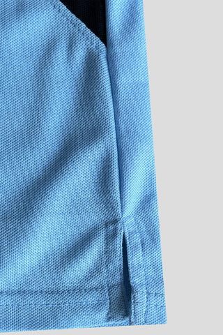 GEP PANEL Men’s Branded Cotton PQ Shirt in Sky Blue-White