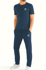 Adi Big Size Cotton-Jersey Embroidered Logo Smoke Blue Tracksuit