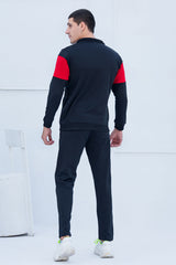 AX-Sterling Mock Neck Warm-UP Black-Red Tracksuit