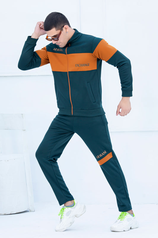 AX-Sterling Mock Neck Warm-UP Zinc-Orange Tracksuit