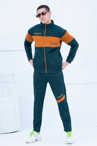 AX-Sterling Mock Neck Warm-UP Zinc-Orange Tracksuit