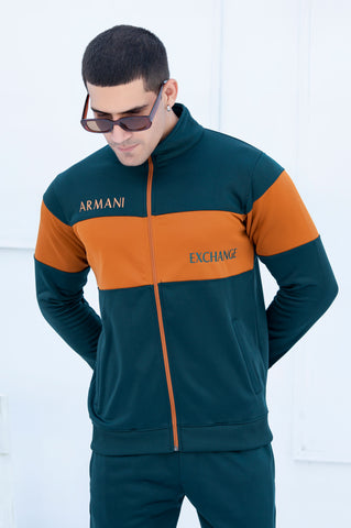 AX-Sterling Mock Neck Warm-UP Zinc-Orange Tracksuit