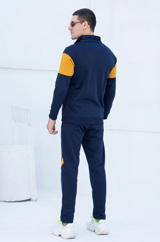 AX-Sterling Mock Neck Warm-UP Blue-Mustard Tracksuit