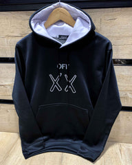 X-X Front Embroidery Logo Imported BLACK Hoodie