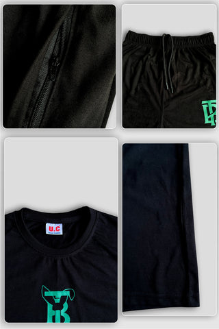 BURBARY Cotton Jersey Embroidered Logo Black Short Tracksuit