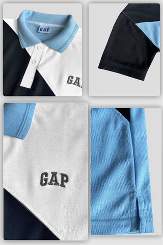 GEP PANEL Men’s Branded Cotton PQ Shirt in Sky Blue-White