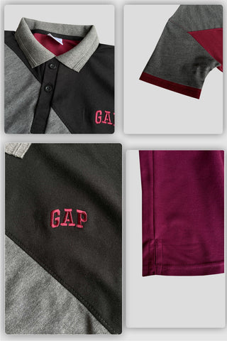GEP PANEL Men’s Branded Cotton PQ Shirt in Maroon-Black