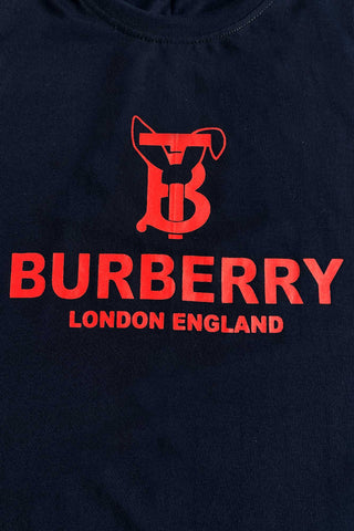 BURBARY Cotton Jersey Embroidered Logo Navy Blue Short Tracksuit
