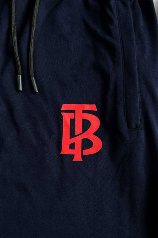 BURBARY Cotton Jersey Embroidered Logo Navy Blue Short Tracksuit
