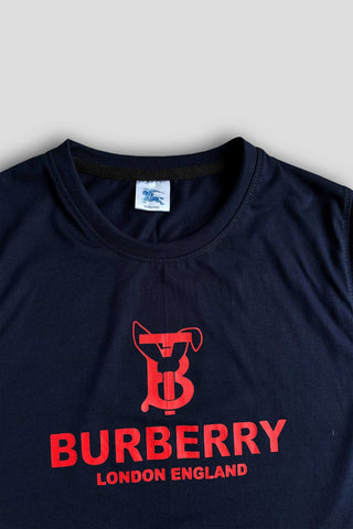 BURBARY Cotton Jersey Embroidered Logo Navy Blue Short Tracksuit