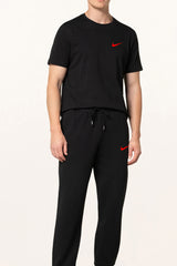 NK Big Size Cotton-Jersey Embroidered Logo Black Tracksuit