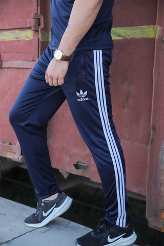 Adi-Branded Dry Fit Embroidered Logo Blue Tracksuit