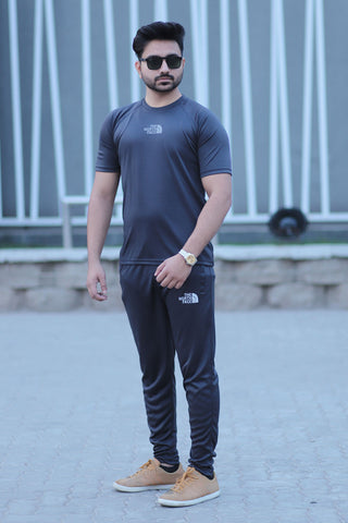 NF-Imported Dry Fit Printed Logo Charcoal Grey Tracksuit