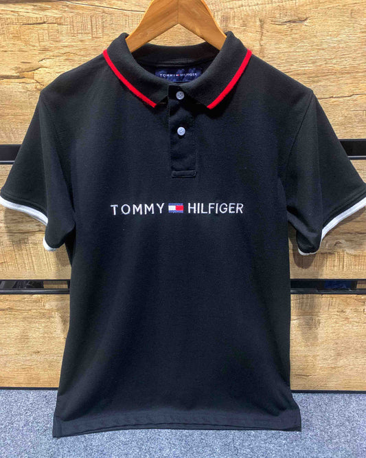 TH Imported Black EMB Logo Polo Shirt