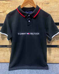 TH Imported Black EMB Logo Polo Shirt