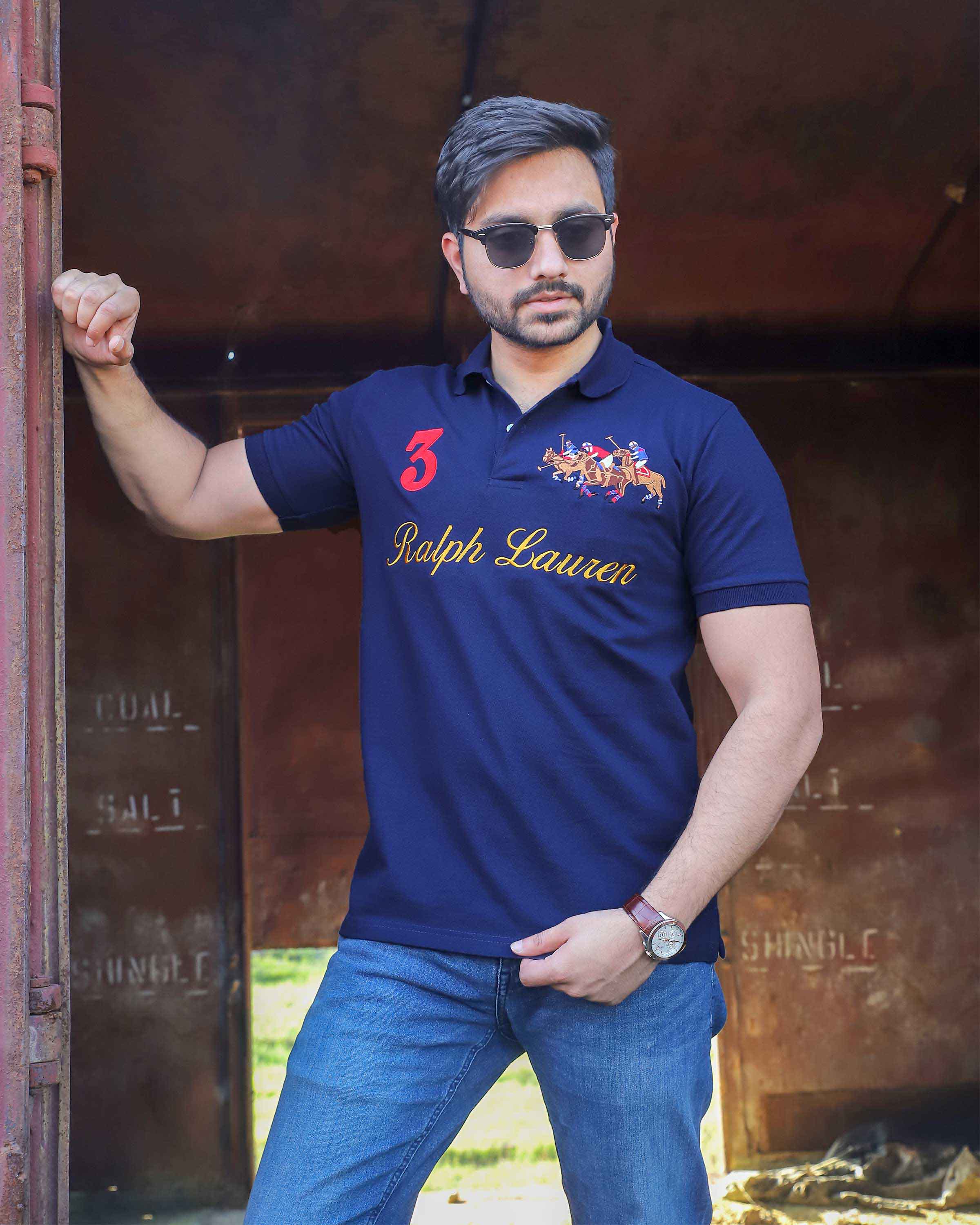 RL Imported Embroidered Logo Dark Blue T-Shirt – Exportoutlet.pk