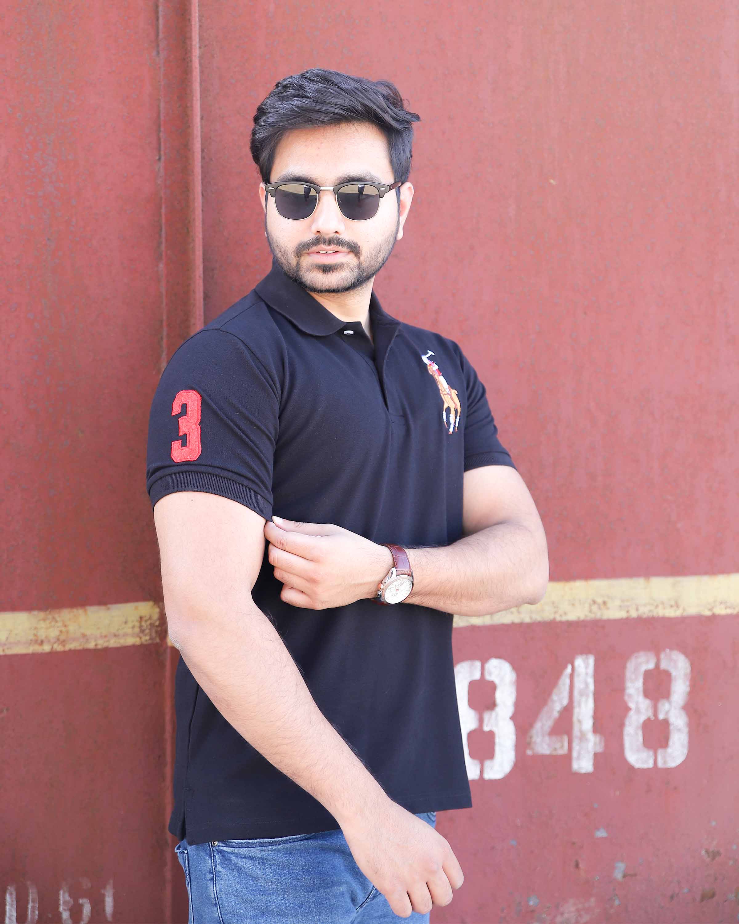 Branded Black Polo T-Shirt Pique Fabric – Exportoutlet.pk