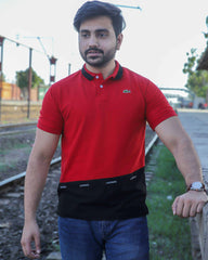 LC Branded Red-Black Embroidery Logo Polo Shirt