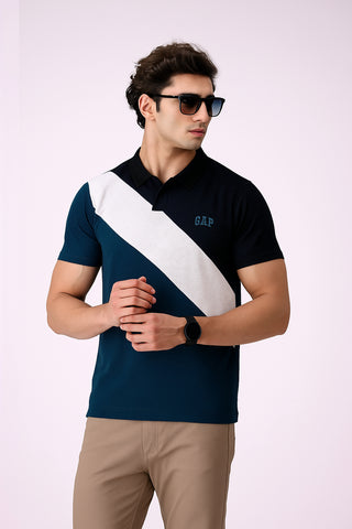 GEP Signature Polo – Modern Colorblock in Zinc-Black
