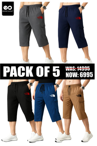 Pack Of 5 - North FC Embroidered Logo Black Cotton PQ  Short