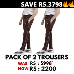 Pack Of 2-NK Embroidered Logo Cotton Jersey Brown Trouser