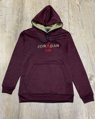 J-D Front Embroidery Logo Imported Maroon Hoodie