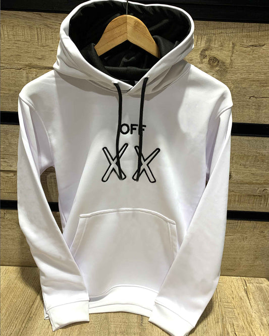 X-X Front Embroidery Logo Imported White Hoodie