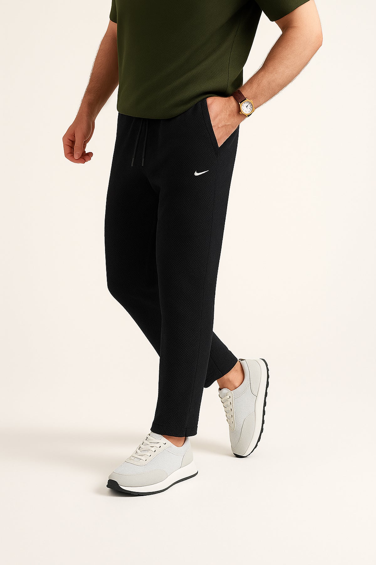 Nikee  Men’s Black Cotton PQ Trouser
