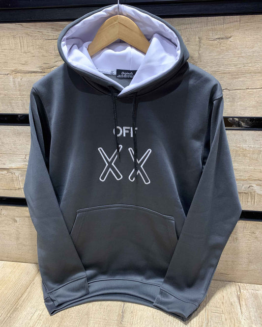 X-X Front Embroidery Logo Imported Grey Hoodie